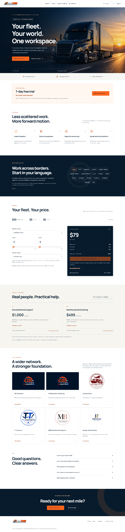 CDL-TMS landing page screenshot