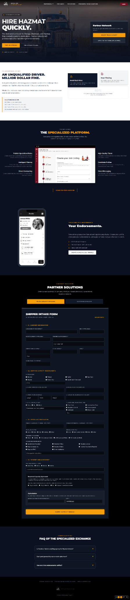 Truckers Talent / Specialized Logistics full website design