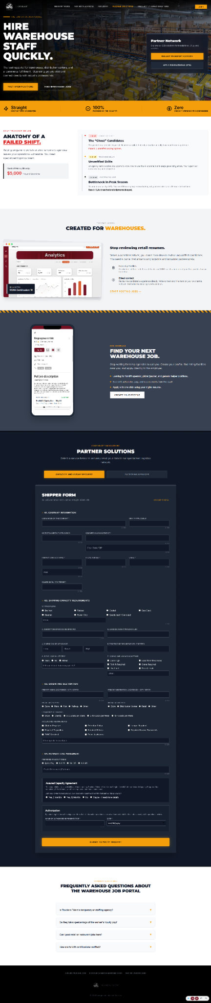 Truckers Talent / Warehousing website screenshot